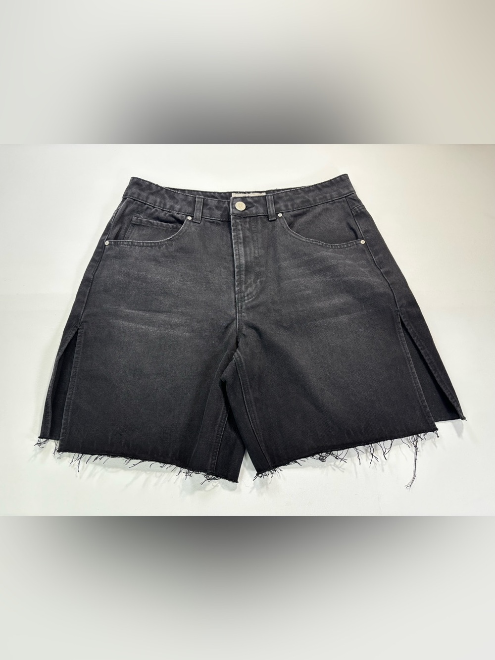 Banjara Women's Black Denim Cutoff Shorts with Side Slits